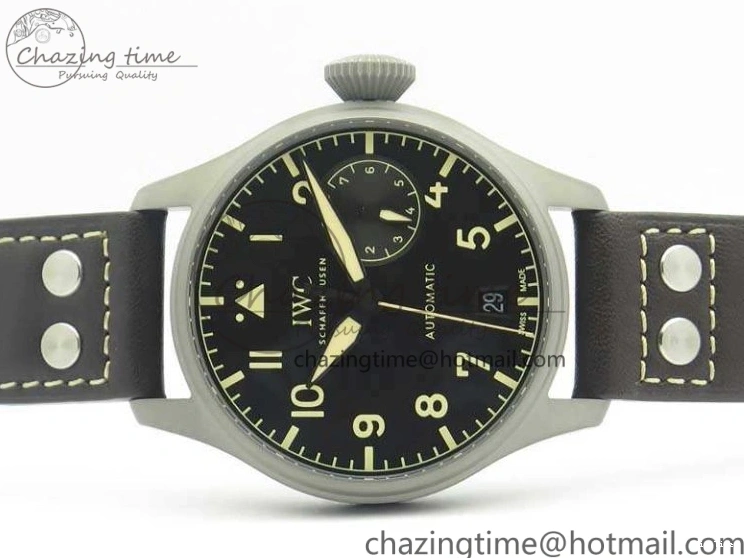 MIROTIME 0318 TimelessDesign Big Pilot IW510301 Satin-Polished SS YLF Best Edition Black Dial On Leather Strap A 7213